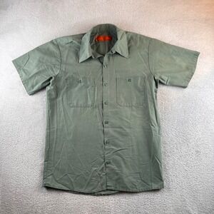 Engineered Work Garments Mens Large Sage Green Short Sleeve Work Shirt USA Made
